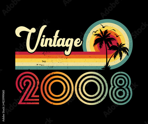 Vintage 2008 Birthday T-shirt Design