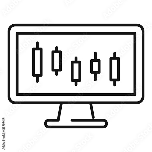 Trade online monitor icon, outline style