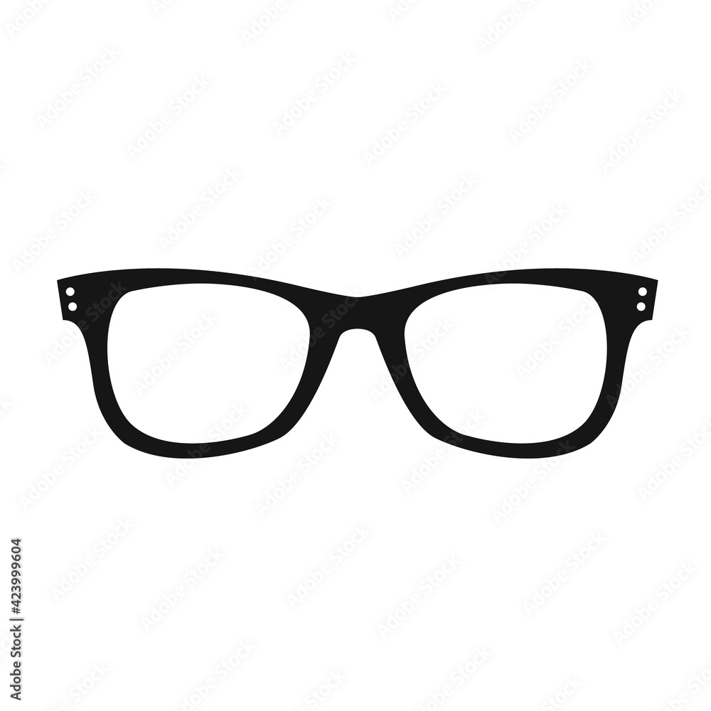 Retro glasses icon isolated on white background. Retro black rimmed glasses. Vintage optics lens frame trend. illustration. Retro glasses icon isolated on white background. Retro black rimmed glasses. Vintage optics lens frame trend. illustration.