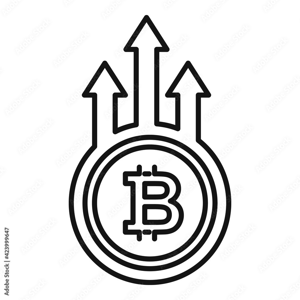 Bitcoin trade grow icon, outline style Bitcoin trade grow icon, outline style