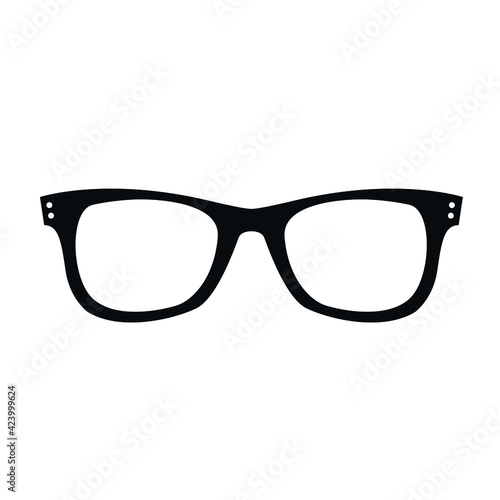Retro glasses icon isolated on white background. Retro black rimmed glasses. Vintage optics lens frame trend. Vector illustration.