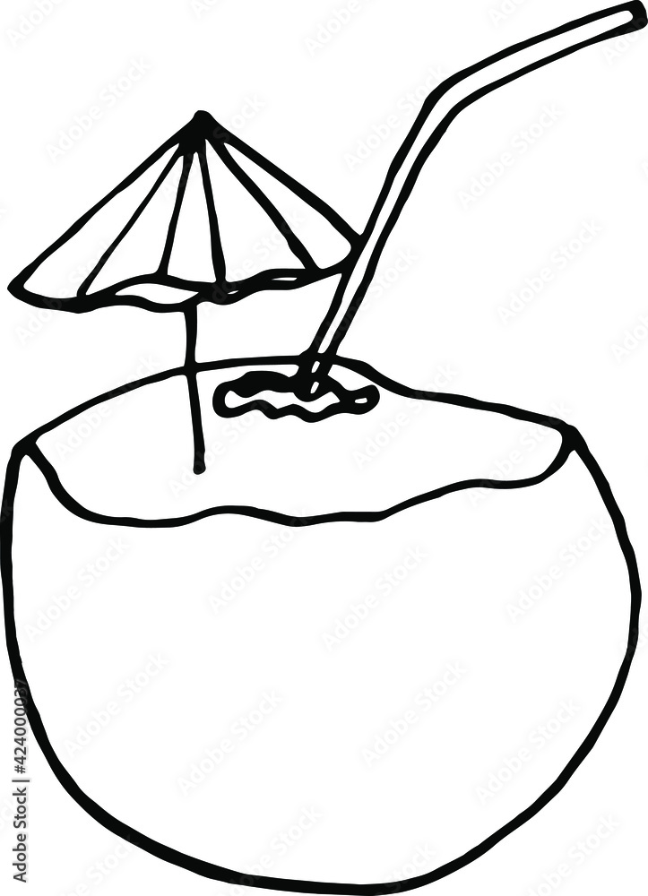 Hand drawn doodle coconut.Summer.Vector doodle illustration. Hand drawn doodle coconut.Summer.Vector doodle illustration.