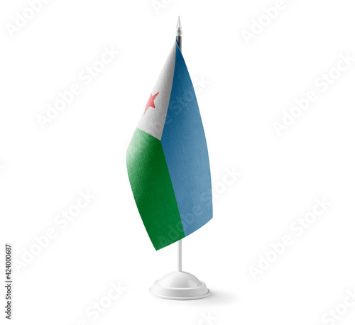 Small national flag of the Djibouti on a white background