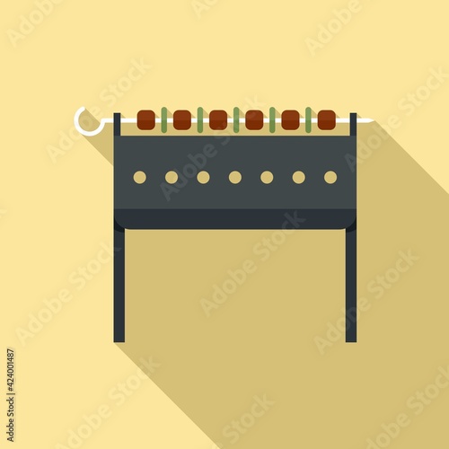 Meat brazier icon, flat style