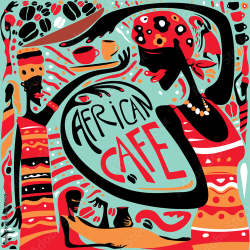 Abstract African Cafe Menu Artwork Cover (vector Art)