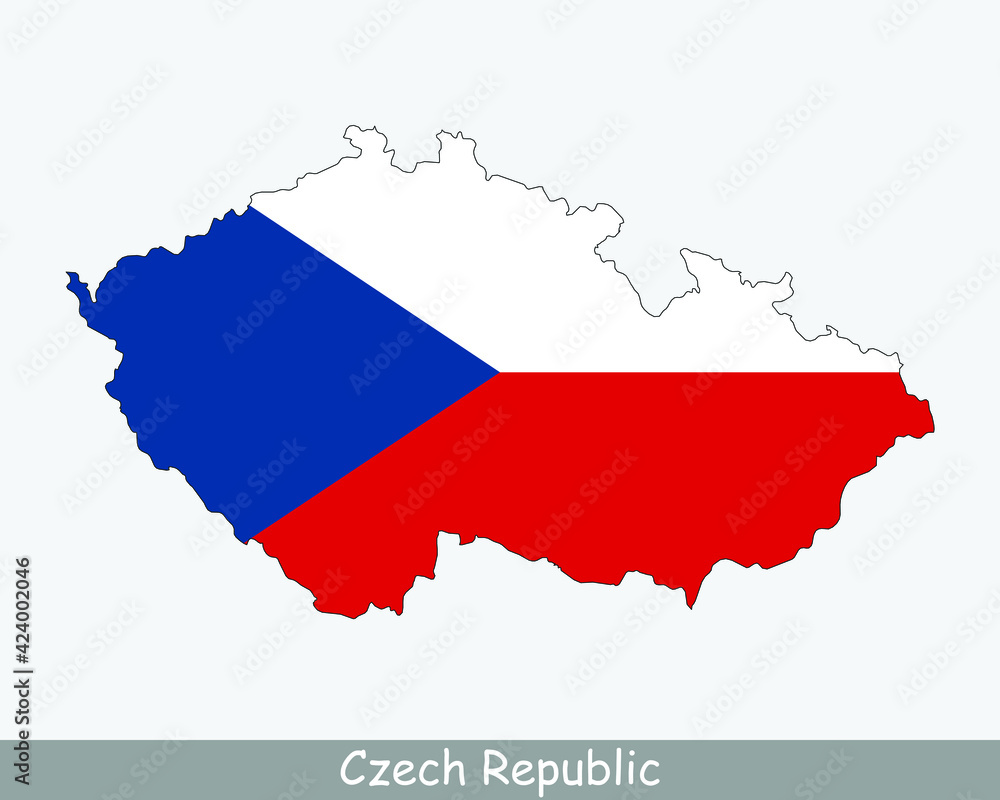 Czech Republic Map Flag. Map of Czechia with the Czech national flag isolated on white background. Vector Illustration.