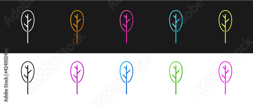 Set Spinach icon isolated on black and white background. Vector