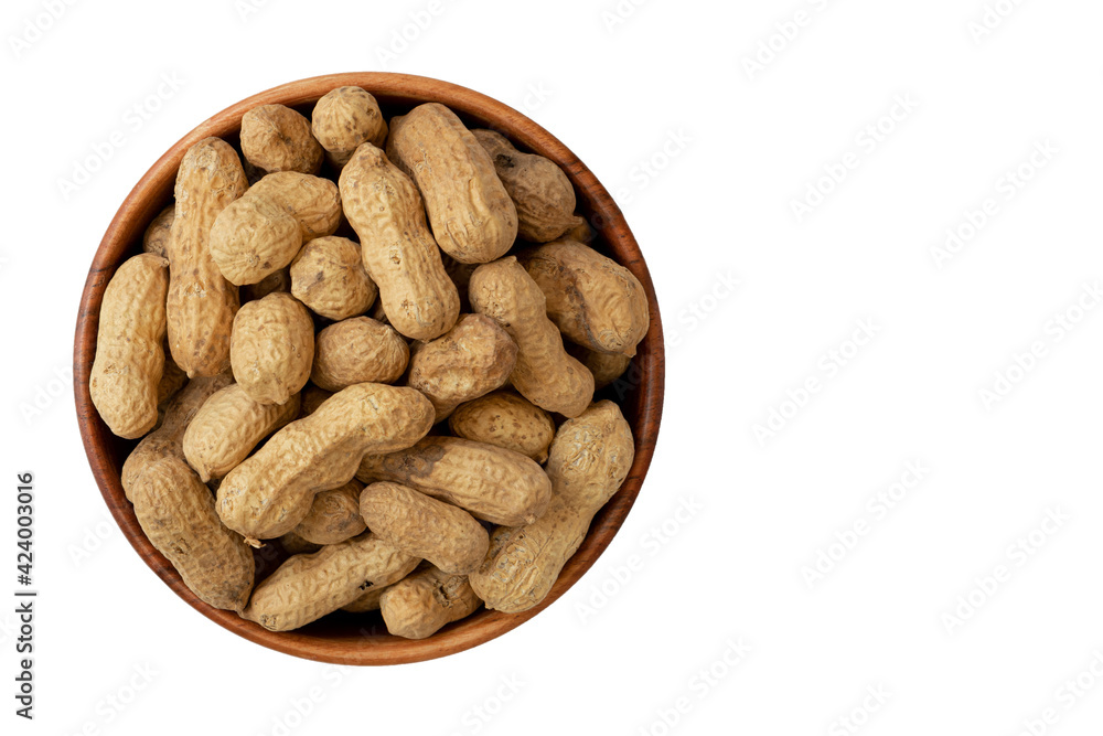 unshelled peanuts in bowl isolated on white background unshelled peanuts in bowl isolated on white background