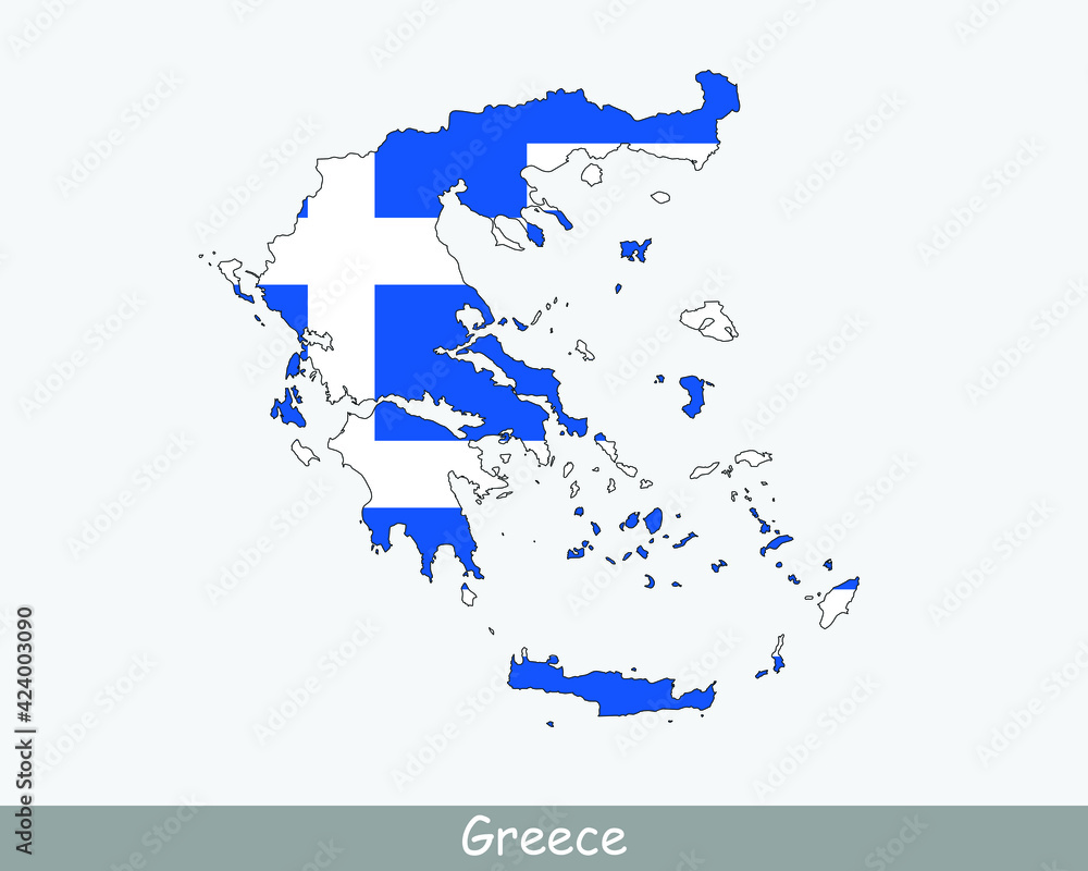 Obraz premium Greece Map Flag. Map of Hellas with the Greek national flag isolated on white background. Vector Illustration.