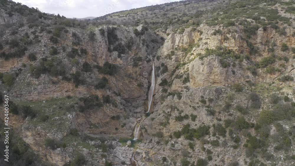 Aerial, Katarraktis Waterfalls, Tzoumerka, Greece Aerial, Katarraktis Waterfalls, Tzoumerka, Greece