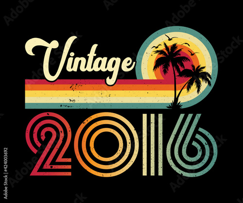 Vintage 2016 Birthday T-shirt Design	
