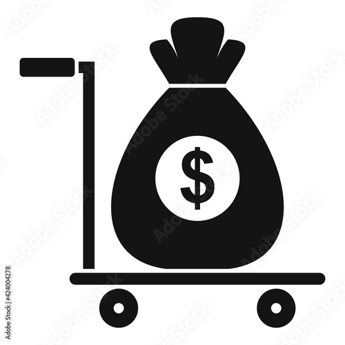 Money bag cart icon, simple style