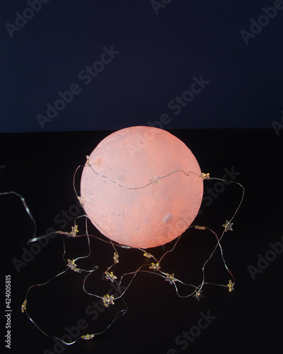 shining moon wraped in sparkling stars