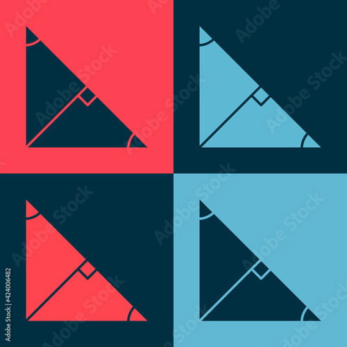 Pop art Angle bisector of a triangle icon isolated on color background. Vector