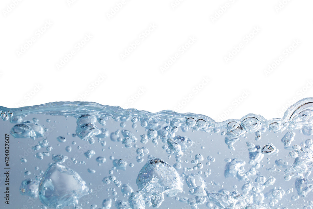 Bluewater waves and bubbles on a white background. Bluewater waves and bubbles on a white background.