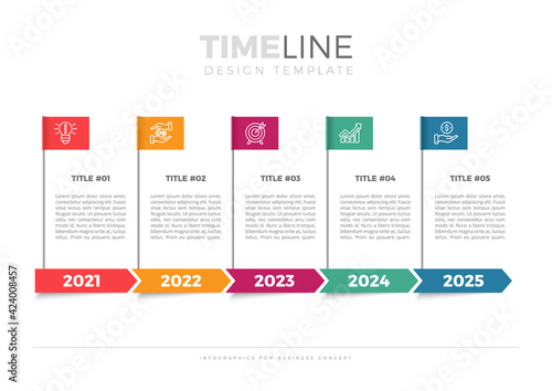 Timeline infographics icons for business data visualization.