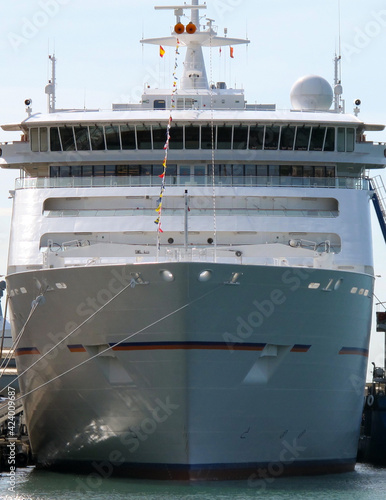 German luxury yacht cruiseship or cruise ship liner MS Europa 2 in port of Barcelona, Spain photo