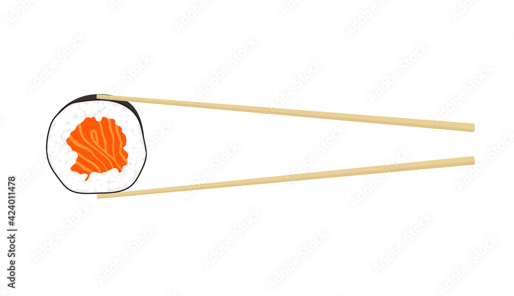 Rolls with salmon, cucumber, and tuna isolated on white background. Vector illustration Rolls with salmon, cucumber, and tuna isolated on white background. Vector illustration