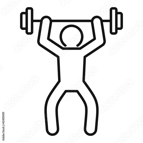 Barbell up icon, outline style