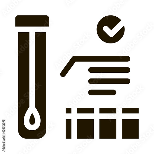 affirmative test tube material results glyph icon vector. affirmative test tube material results sign. isolated symbol illustration