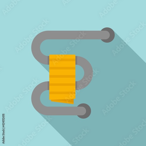 Home heated towel rail icon, flat style