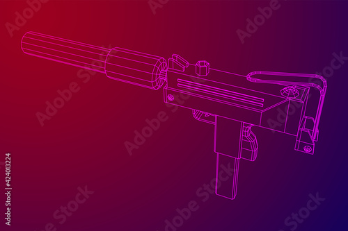 Submachine gun modern firearms pistol with silencer