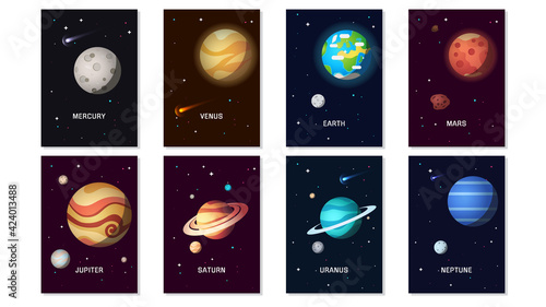 Set of banner templates Solar system planet. 
