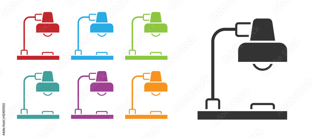 Black Table lamp icon isolated on white background. Set icons colorful. Vector Black Table lamp icon isolated on white background. Set icons colorful. Vector