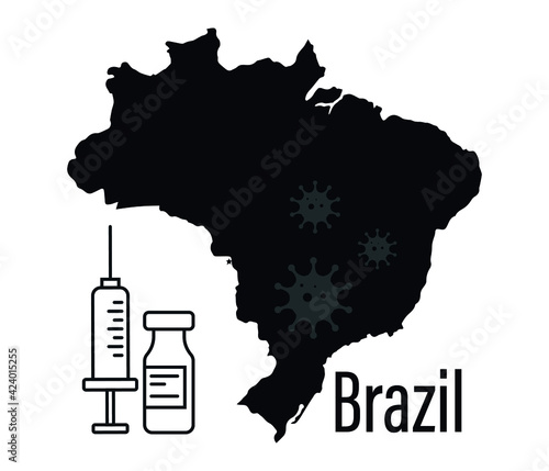 vaccination time, healthcare concept background, banner. Coronavirus Concept With   Brazil Flag.