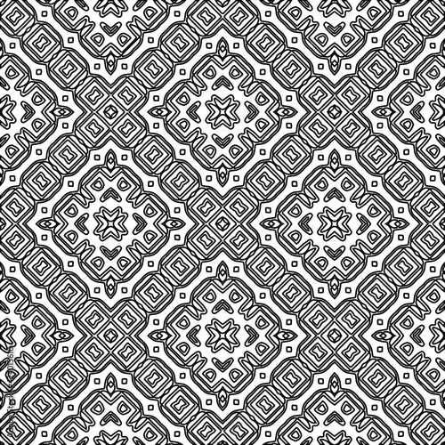 Geometric vector pattern with triangular elements. Seamless abstract ornament for wallpapers and backgrounds. Black and white colors. 