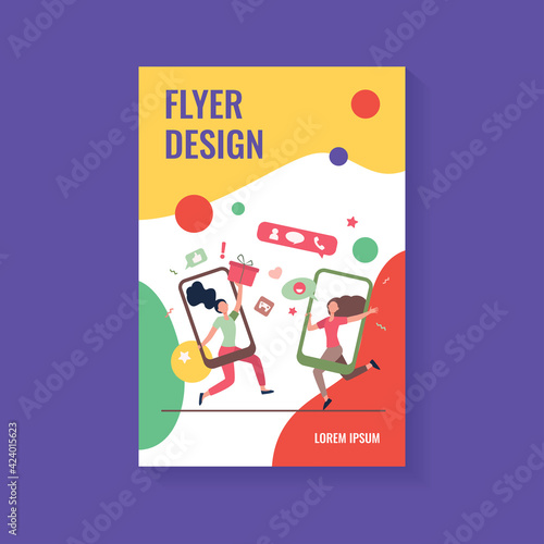 Customers sharing references and earning money. Mobile phones users chatting, exchanging gifts. Vector illustration for refer a friend, referrals, loyalty program, marketing concept
