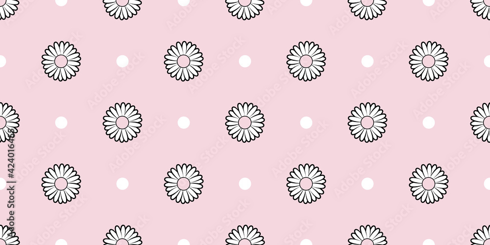Polka floral daisy vector repeat background Polka floral daisy vector repeat background