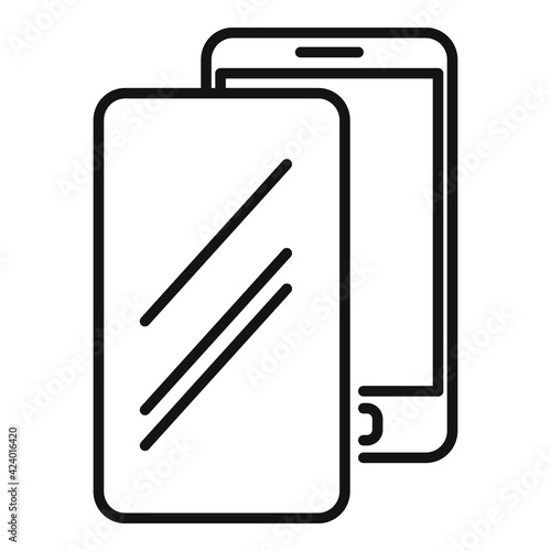 Device protect glass icon, outline style