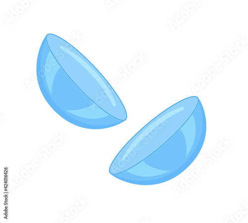 Vector illustration of a contact lens icon in cartoon style. Isolated on a white background.
