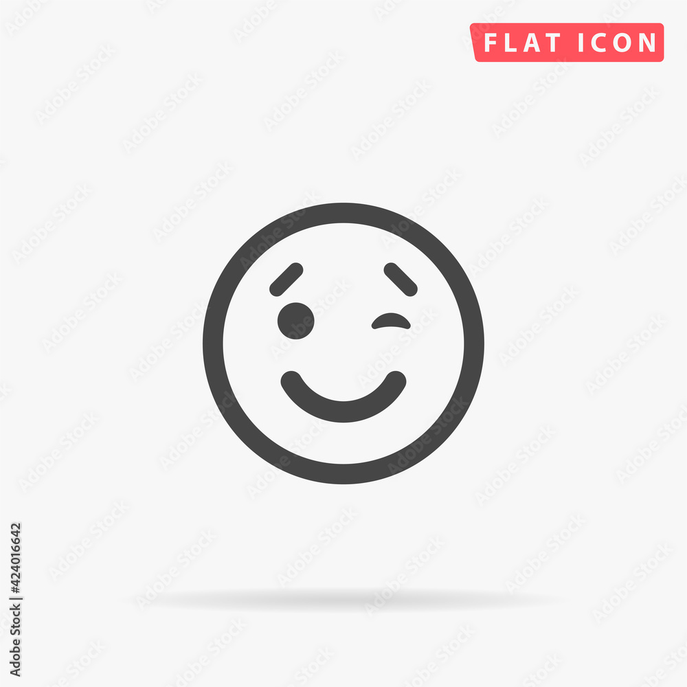 Fototapeta premium Wink Face flat vector icon