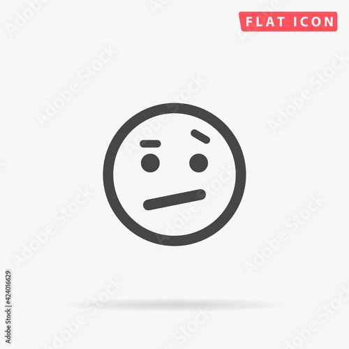 Suspicious Face flat vector icon