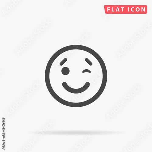 Wink Face flat vector icon