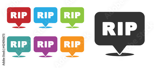 Black Speech bubble rip death icon isolated on white background. Set icons colorful. Vector