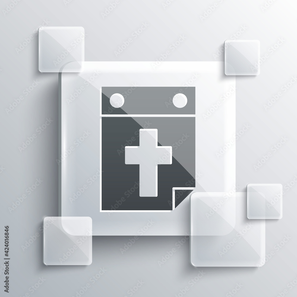 Fototapeta premium Grey Calendar death icon isolated on grey background. Square glass panels. Vector