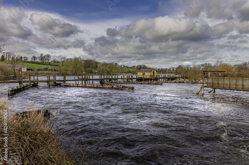 Portna sluice  flood defence and Eel fishery  The River Bann  Kilrea  Londonderry  Northern Ireland