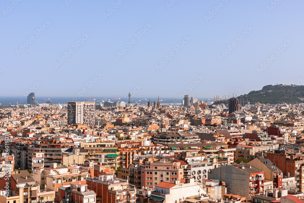 View over Barcelona from the top of Tibidabo mountain