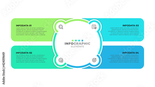 Presentation business infographic template with icons and 4 options, steps or parts.