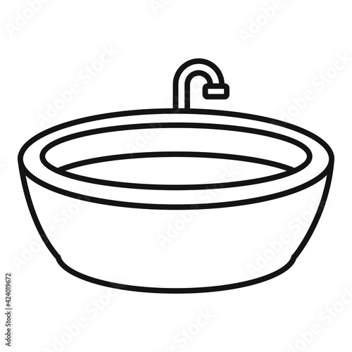 Round jacuzzi icon, outline style