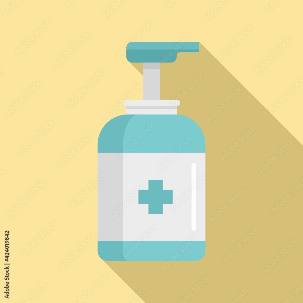 Antiseptic dispenser icon, flat style Antiseptic dispenser icon, flat style