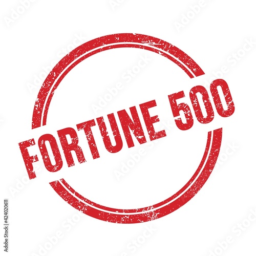 FORTUNE 500 words written on red round grungy stamp