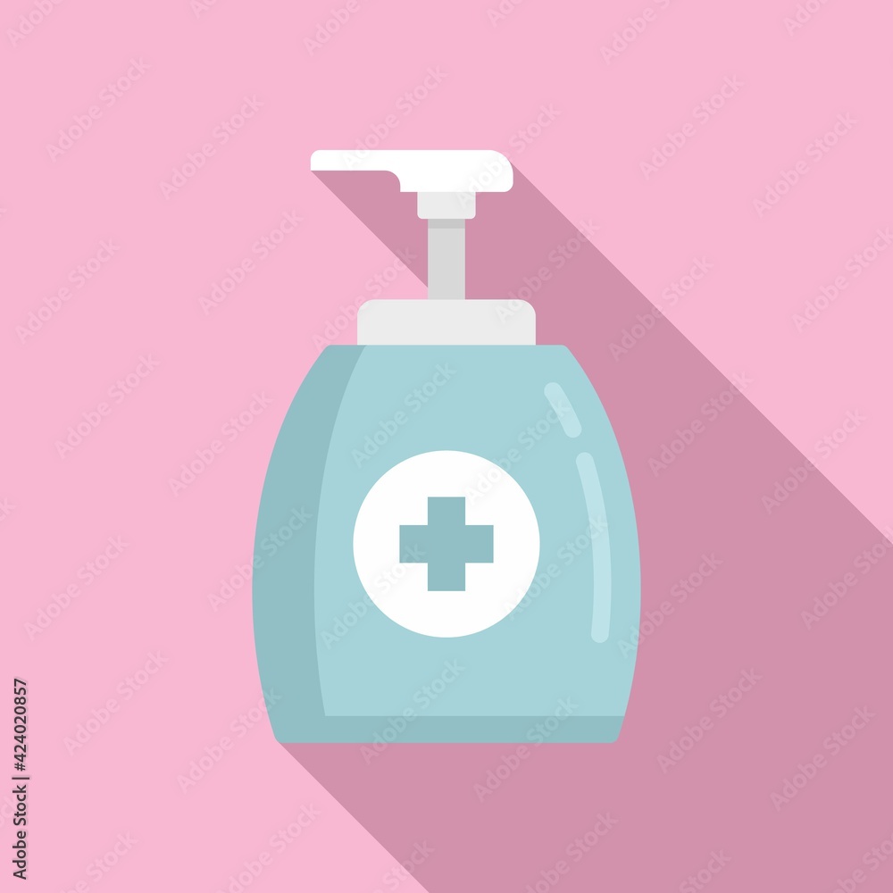 Apply antiseptic bottle icon, flat style Apply antiseptic bottle icon, flat style