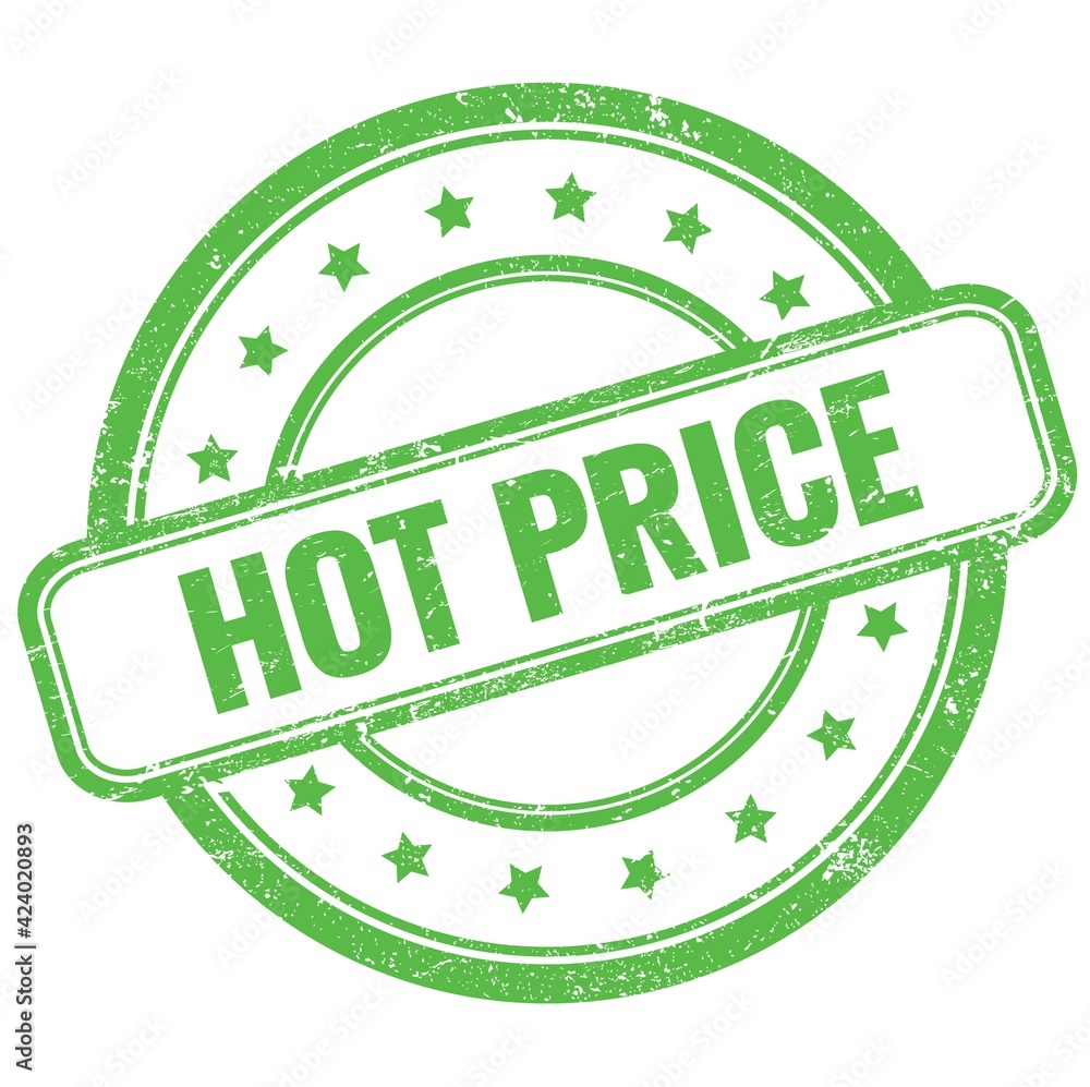 HOT PRICE text on green grungy round rubber stamp. HOT PRICE text on green grungy round rubber stamp.