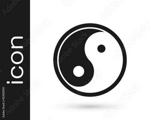 Black Yin Yang symbol of harmony and balance icon isolated on white background. Vector