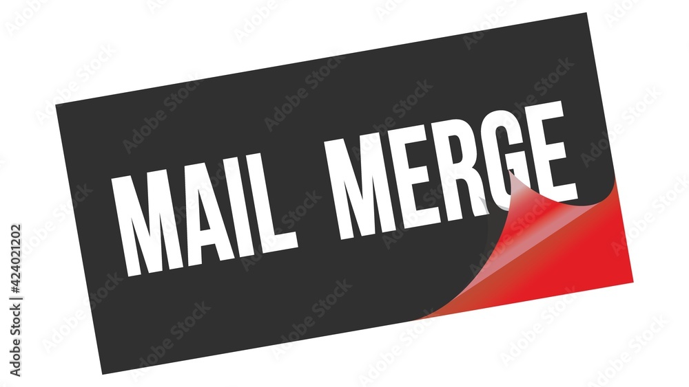 Obraz premium MAIL MERGE text on black red sticker stamp.