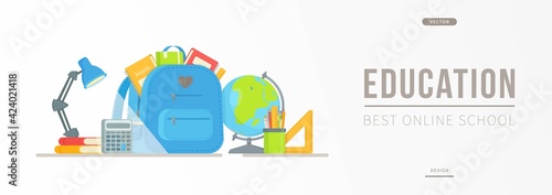 Back to school. Vector illustration of backpacking at the university. Preparing for exams or tests. Additional classes. graduation.